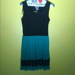 Green and black dress